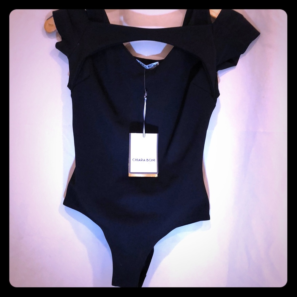 CHIARA BONI•le petite robe•bodysuit• black•6•NEW**